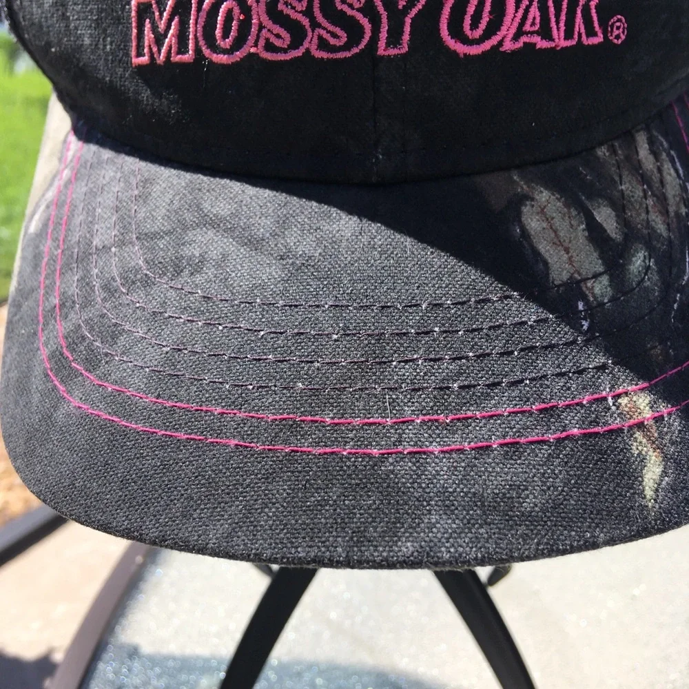 Mossy Oak by Outdoor Cap Black Hat with Pink Logo O/S Hunting Fishing
